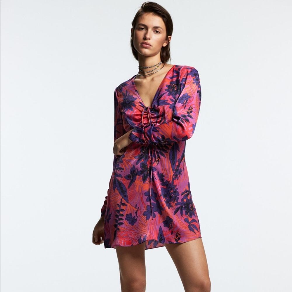ZARA PRINTED MINI DRESS MAUVE